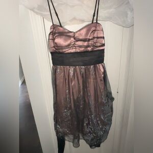 Elegant Rose Gold & Black Lace w/ Sparkles Dress